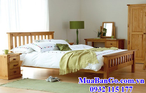 nội thất giường ngũ làm bằng gỗ thông (pine) nhập khẩu